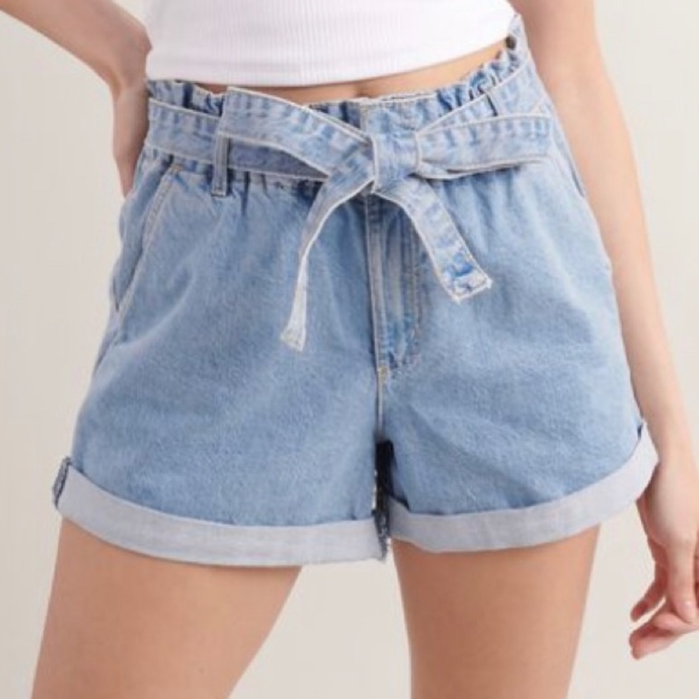 *** SIZE 11 Paperbag Denim Shorts - Azores Blue ***
